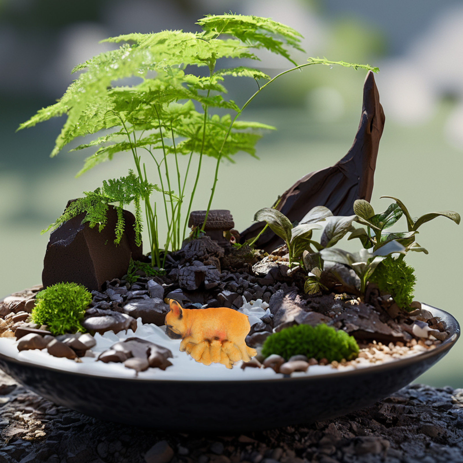 รูปปั้นเรซิ่นเฟรนช์บูลด็อกสมจร - Succulent Arrangement Mini บทวิจารณ์และราคา